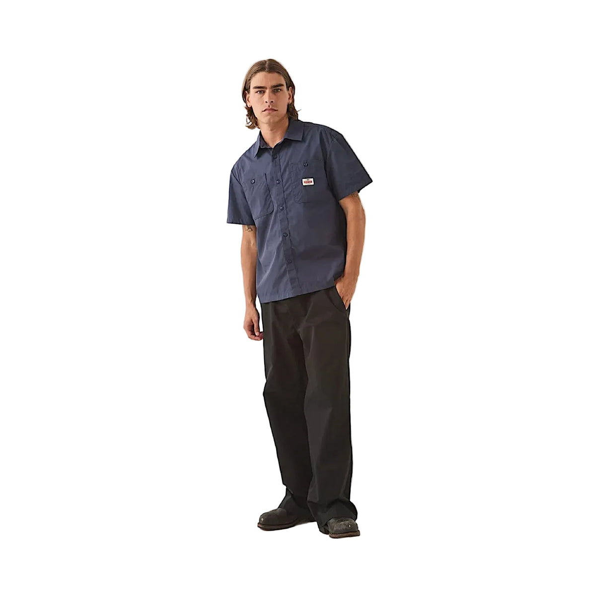 Brixton Men's Trademark Woven Shirt - Washed Navy