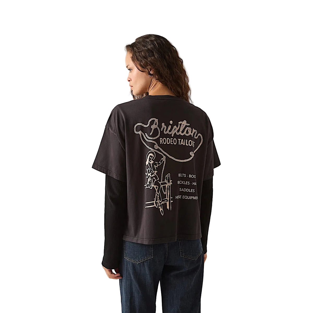 Brixton Women's Rodeo Trailors Boxy Crop T-Shirt - Black