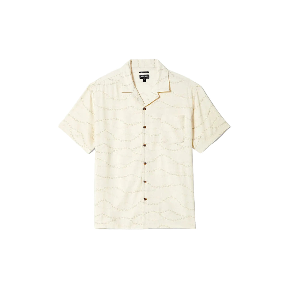 Brixton Men's Bunker Slub Short Sleeve Shirt - Whitecap/Black Swallows