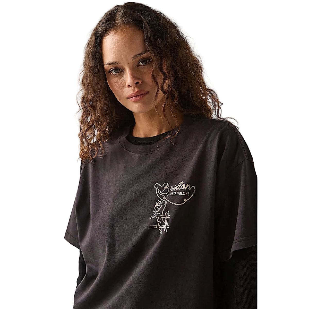 Brixton Women's Rodeo Trailors Boxy Crop T-Shirt - Black