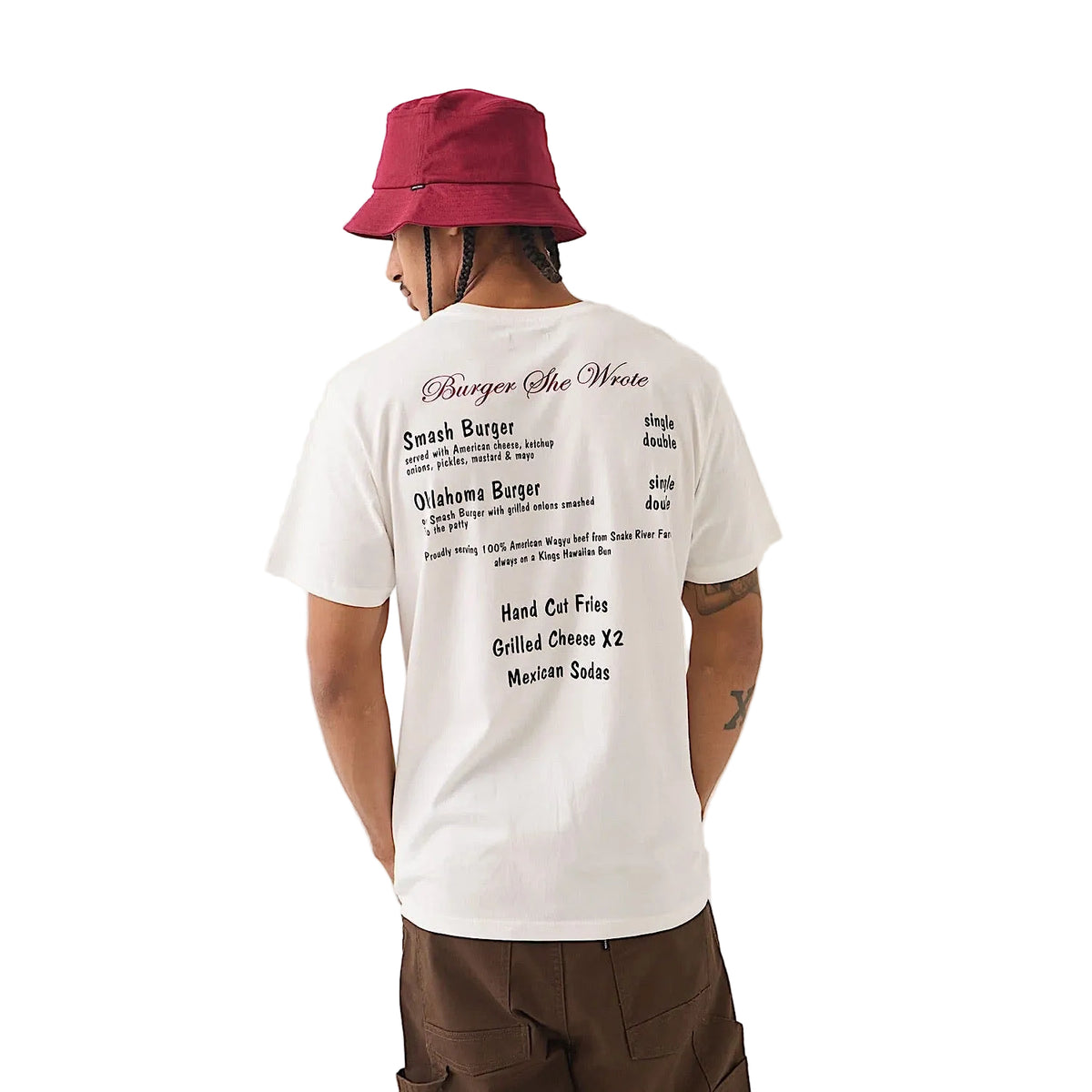 Brixton Men's Burger She Wrote Pocket T-Shirt - White