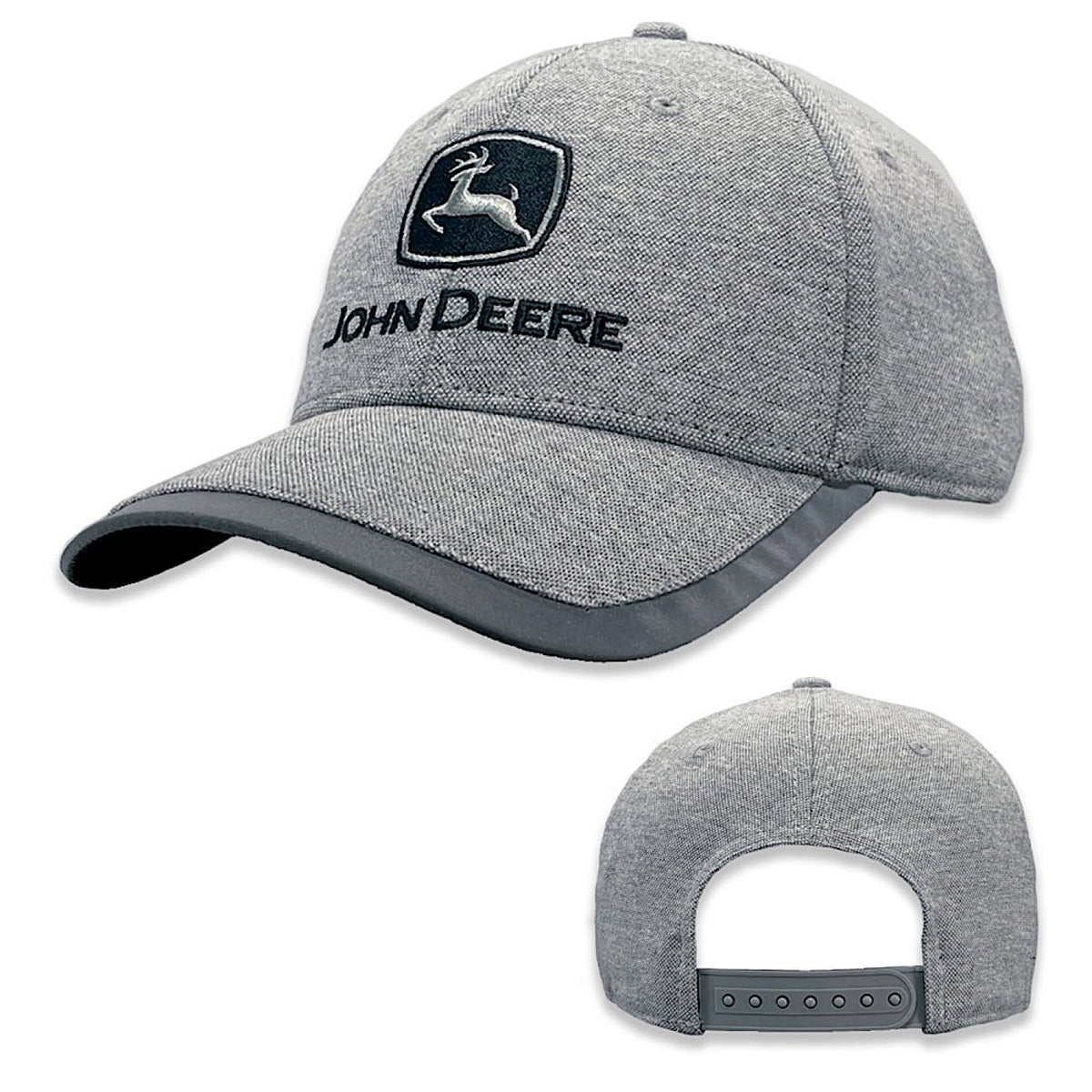 John Deere Diamond Pattern Cap With Reflective Visor - Grey - John Deere Caps & Hats