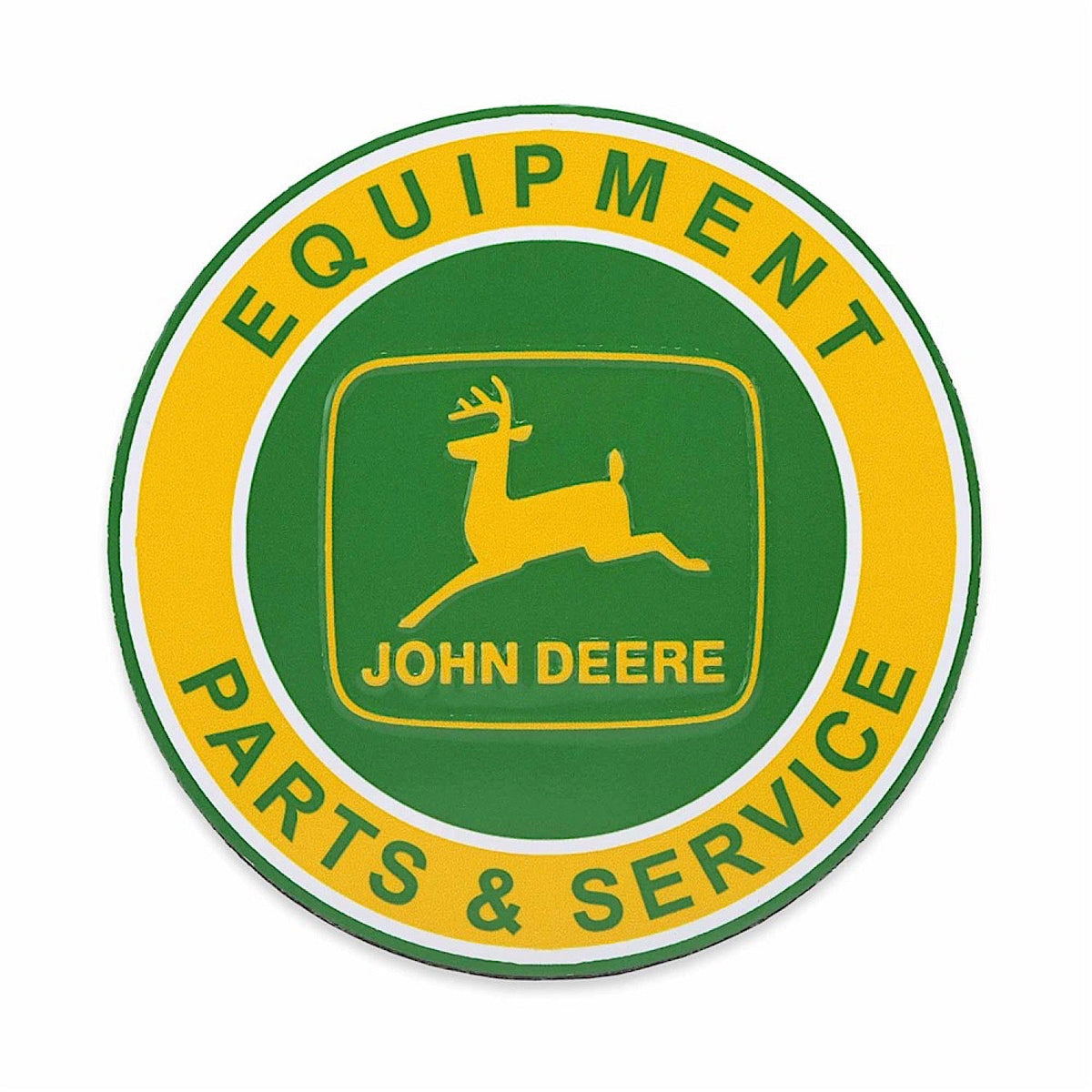 John Deere Equipment Parts & Service Round Embossed Metal Magnet 15cm Diameter - John Deere Accessories