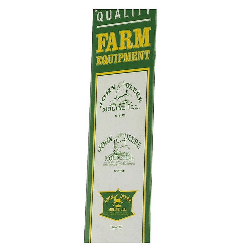John Deere Quality Farm Equipment Vertical Logo Embossed Metal Sign - John Deere Accessories