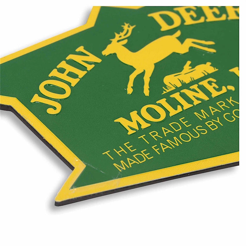 John Deere Vintage Badge Embossed Metal Magnet - Large - John Deere Accessories