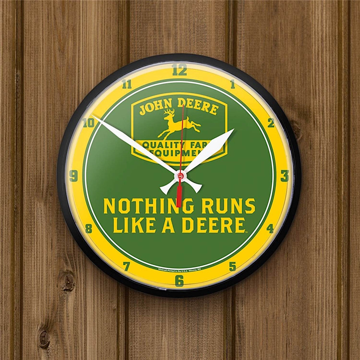 John Deere Wall Clock - Nothing Runs Like a Deere Retro Logo