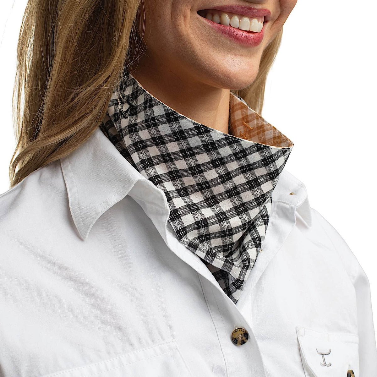 Just Country Carlee Double Sided Scarf - Mustard & White Check/Black & White Check