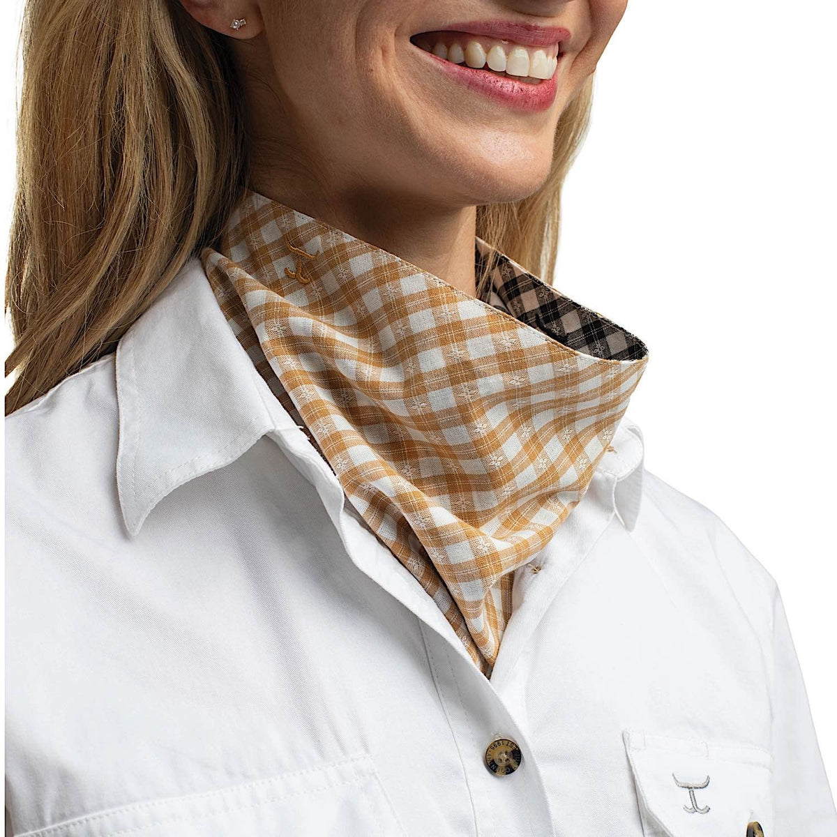 Just Country Carlee Double Sided Scarf - Mustard & White Check/Black & White Check