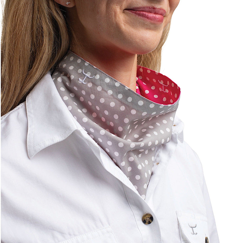 Just Country Carlee Double Sided Scarf - Smoke Grey & White Polka Dots/Raspberry & White Dots