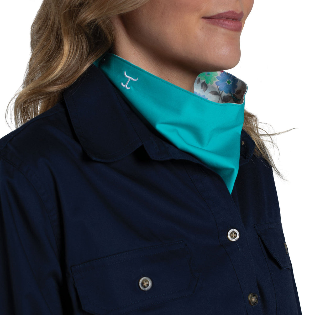 Just Country Carlee Double Sided Scarf - Turquoise / White Confetti Floral