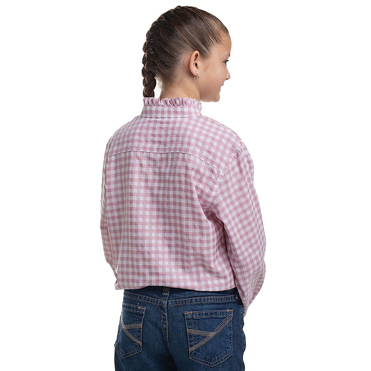 Just Country Girl’s Gracie Frills Full Button Check Workshirt - Berry/White Check