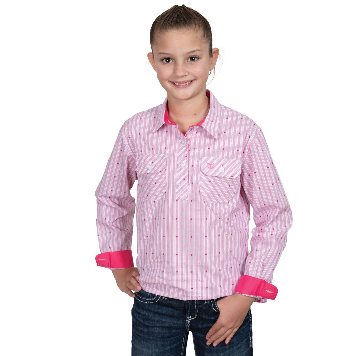 Just Country Girl’s Harper Half Button Print Work Shirt
