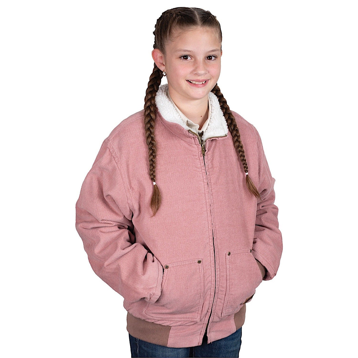 Just Country Kid’s Junior Diamantina Sherpa Corduroy Jacket - Dusty Pink