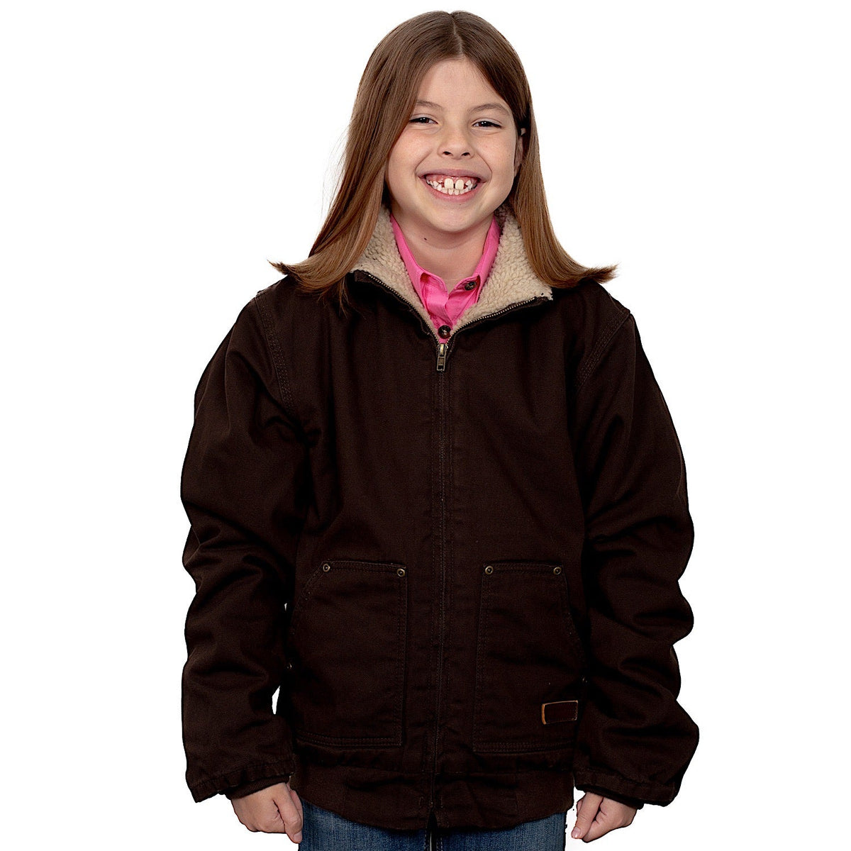 Just Country Kid’s Junior Diamantina Sherpa Jacket - Chocolate