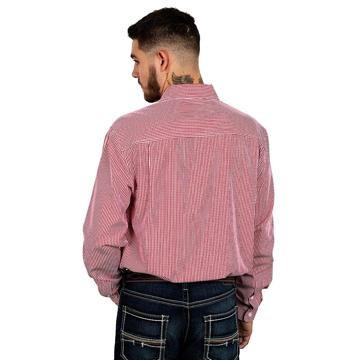 Just Country Mens Austin Full Button Print Workshirt Chilli/White Mini Check