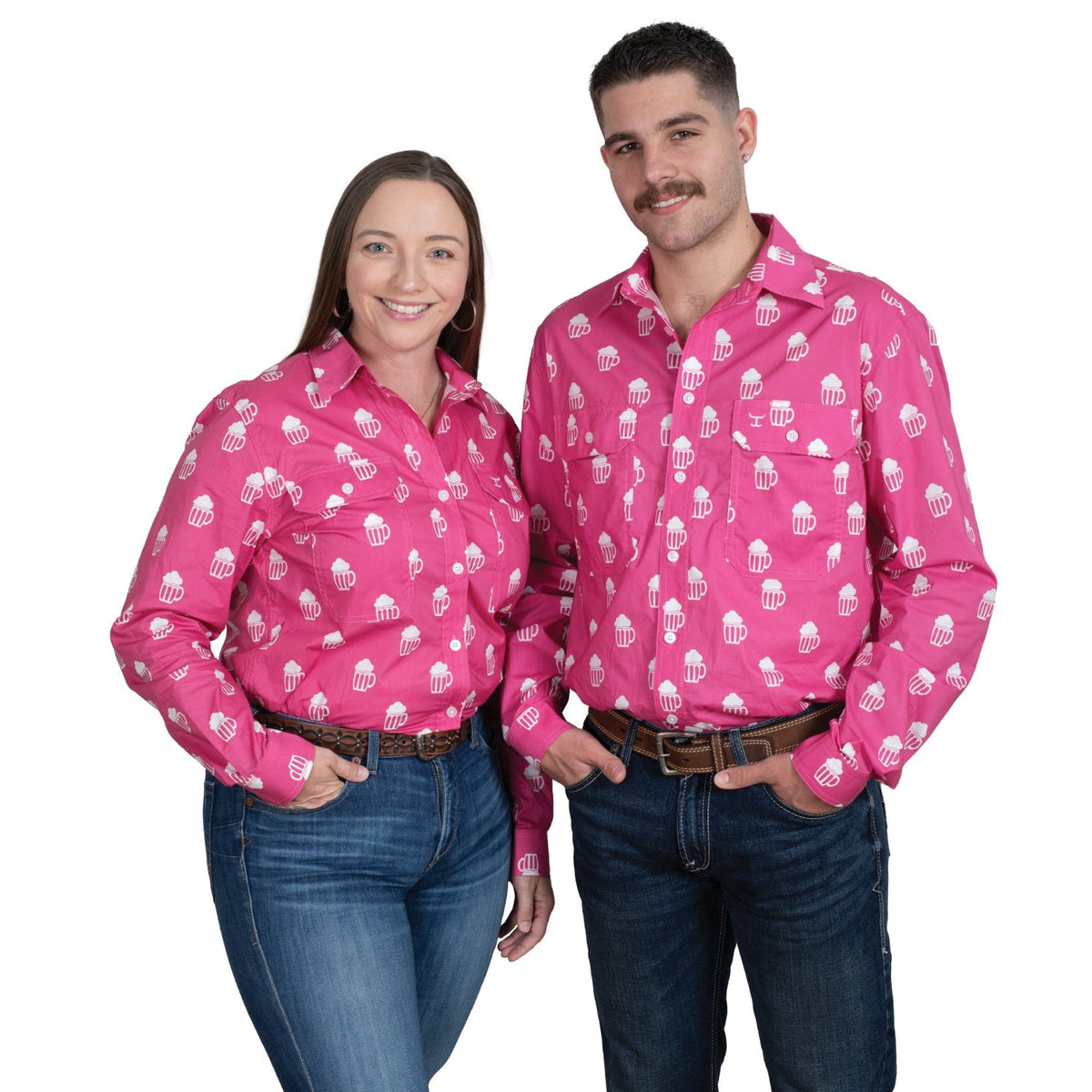 Just Country Men’s Austin Full Button Print Workshirt - Rose Brew