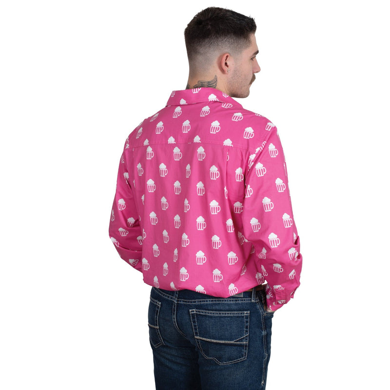 Just Country Men’s Austin Full Button Print Workshirt - Rose Brew
