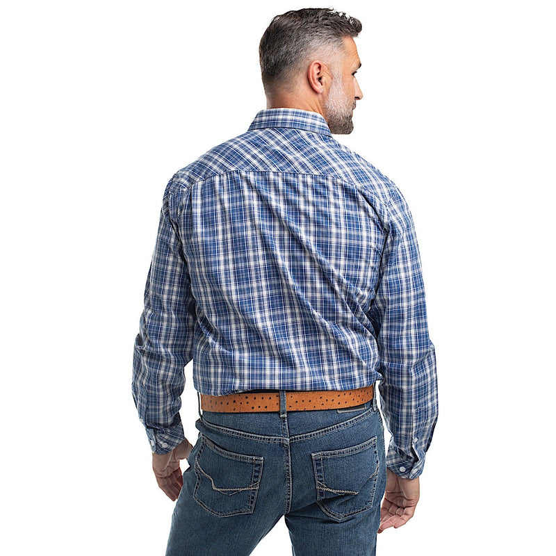 Just Country Men’s Austin Full Button Workshirt - Royal Blue & White Plaid