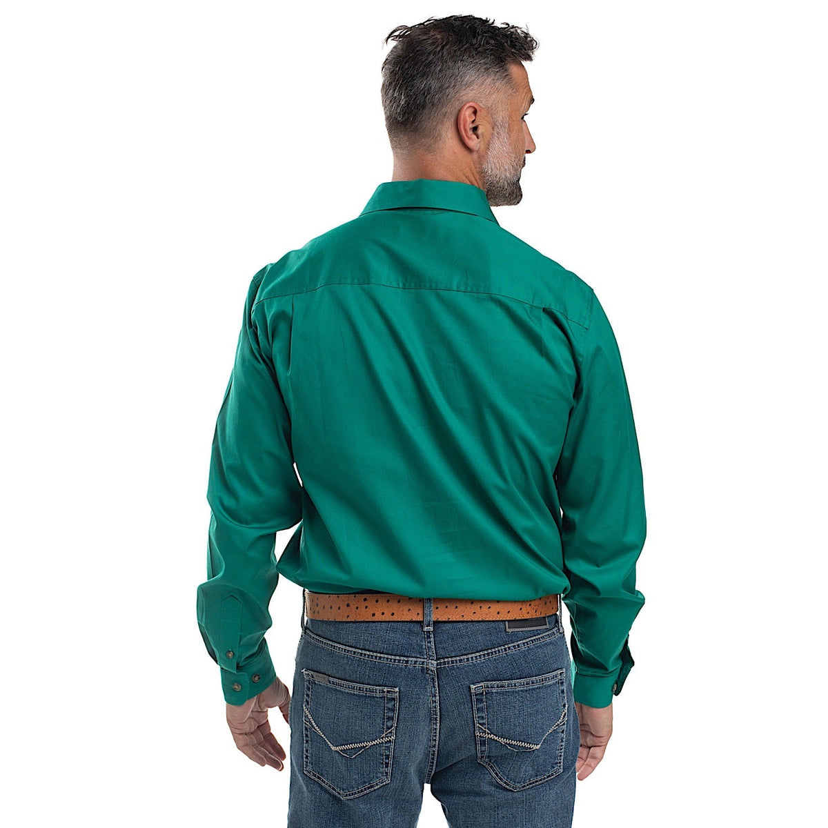 Just Country Mens Cameron 1/2 Button Work Shirt Dark Green