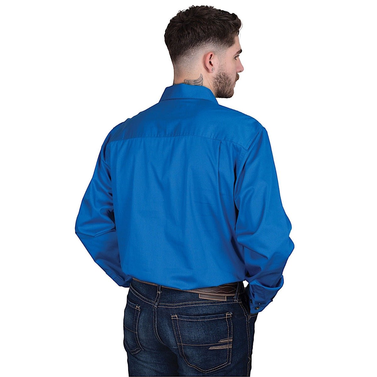 Just Country Mens Cameron 1/2 Button Work Shirt - Nautical Blue
