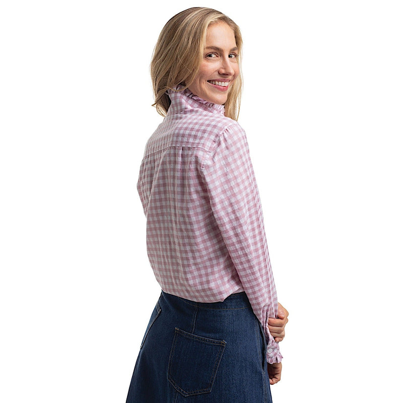 Just Country Women’s Abbey Frills Full Button Check Workshirt - Berry & White Check