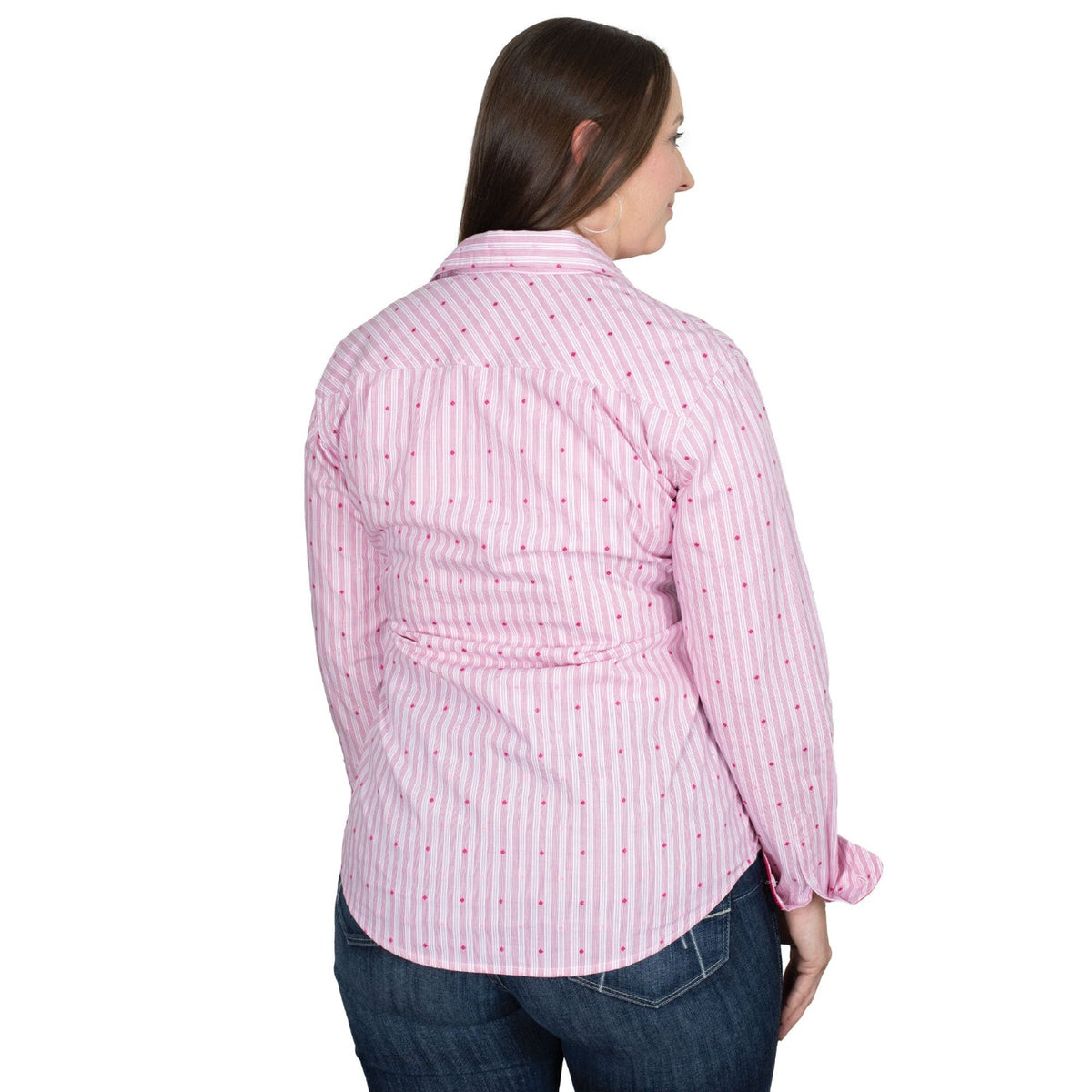 Just Country Women’s Abbey Full Button Print Work Shirt - Pink Stripe