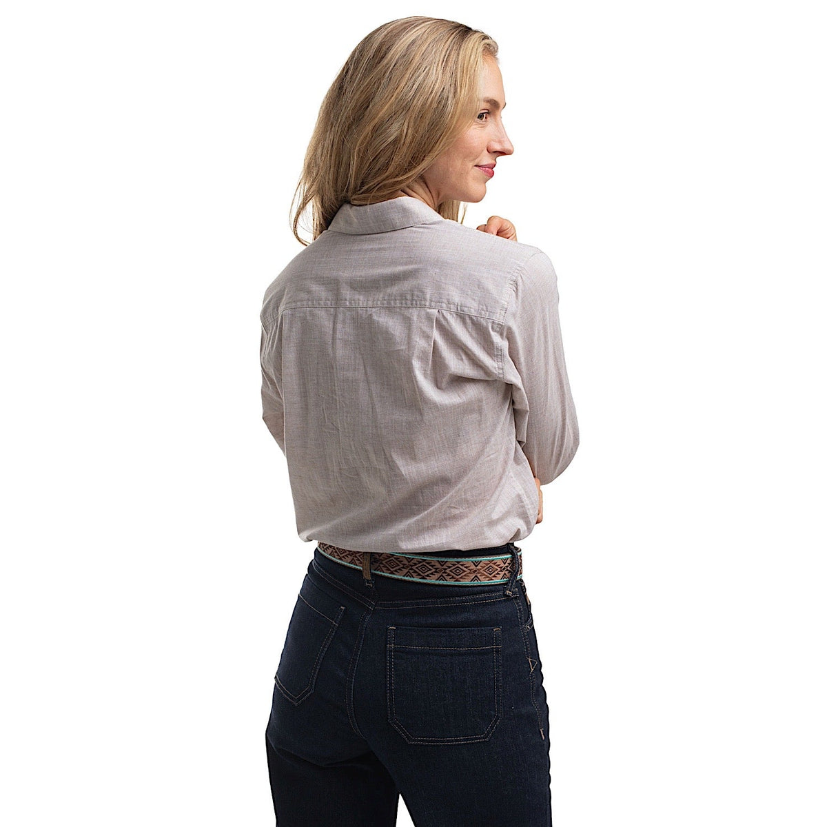 Just Country Women’s Abbey Full Button Print Workshirt - Latte