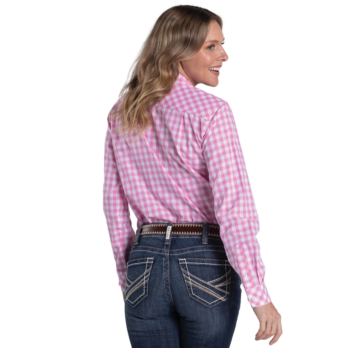 Just Country Women’s Abbey Full Button Print Workshirt - Pink Lemonade / White
