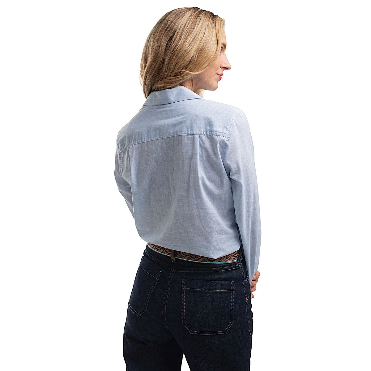 Just Country Women’s Abbey Full Button Print Workshirt - Powder Blue
