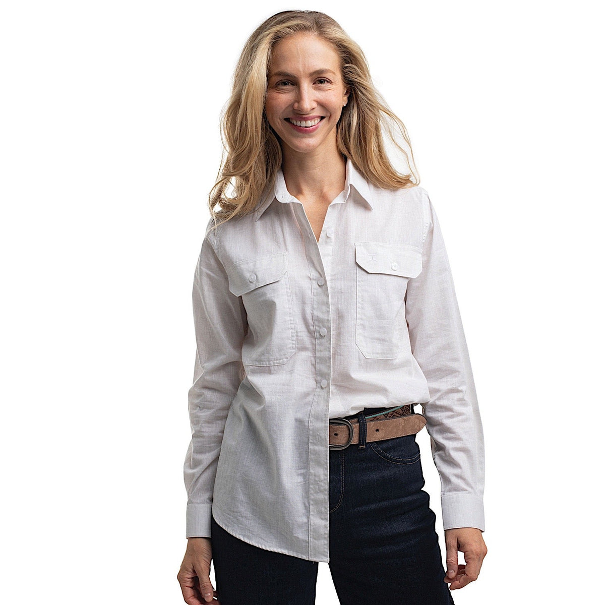 Just Country Women’s Abbey Full Button Print Workshirt - Raw Cotton