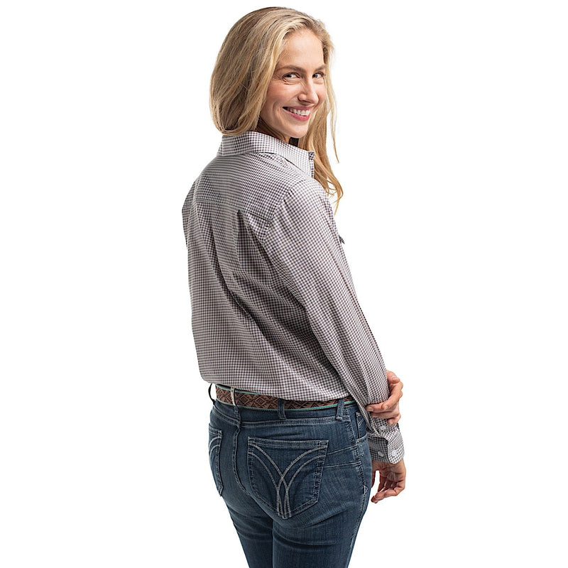 Just Country Women’s Abbey Full Button Print Workshirt - Smoke Grey/White Mini Check