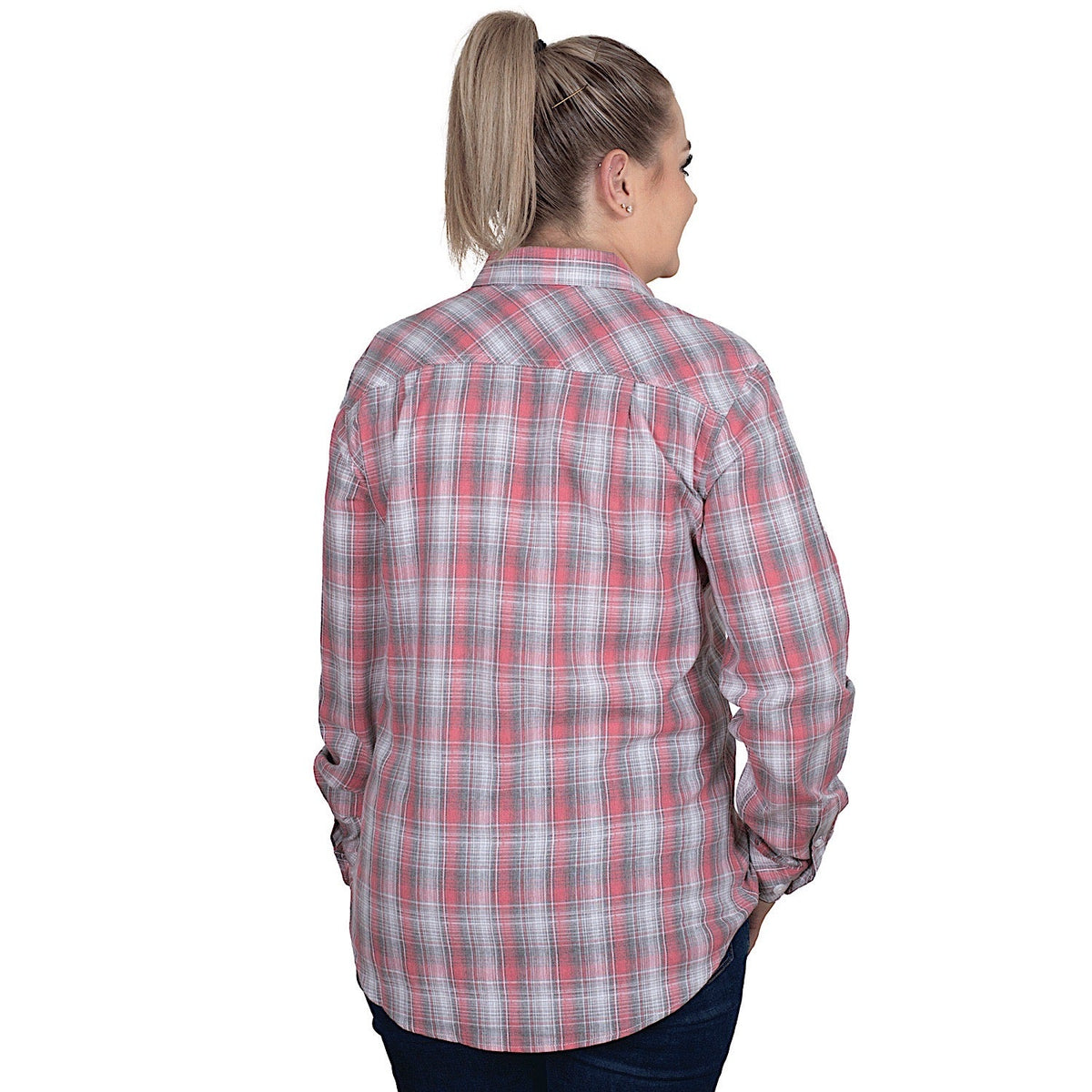 Just Country Women’s Abbey Full Button Work Shirt - Cherry Blossom/Slate Check