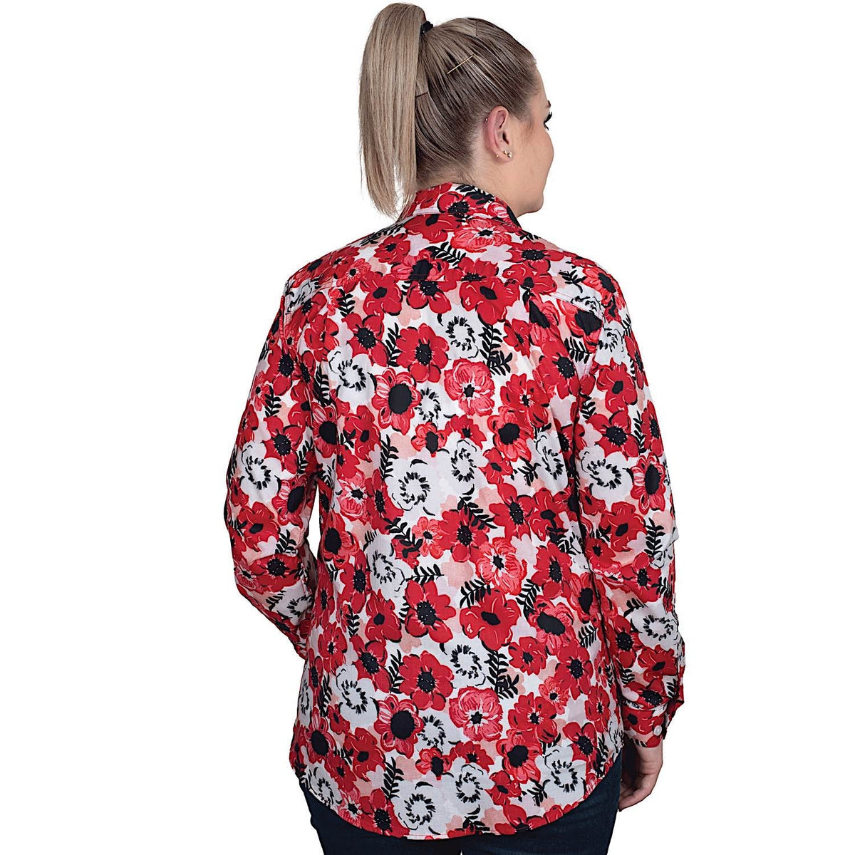 Just Country Women’s Abbey Full Button Work Shirt - Ruby Painted Floral