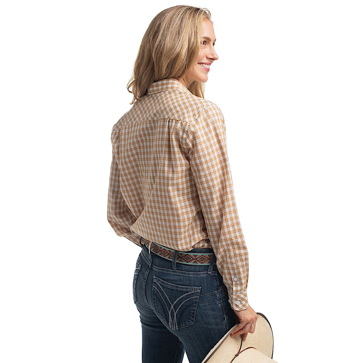 Just Country Women’s Abbey Full Button Workshirt - Mustard/White Check