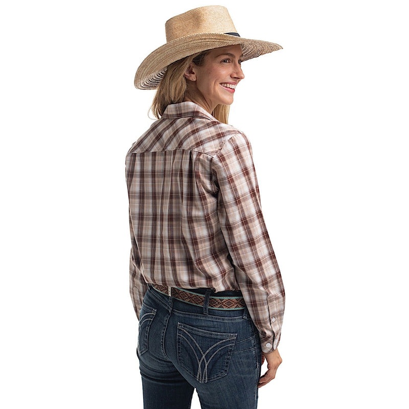 Just Country Women’s Abbey Full Button Workshirt - Tan/Chocolate/White Plaid