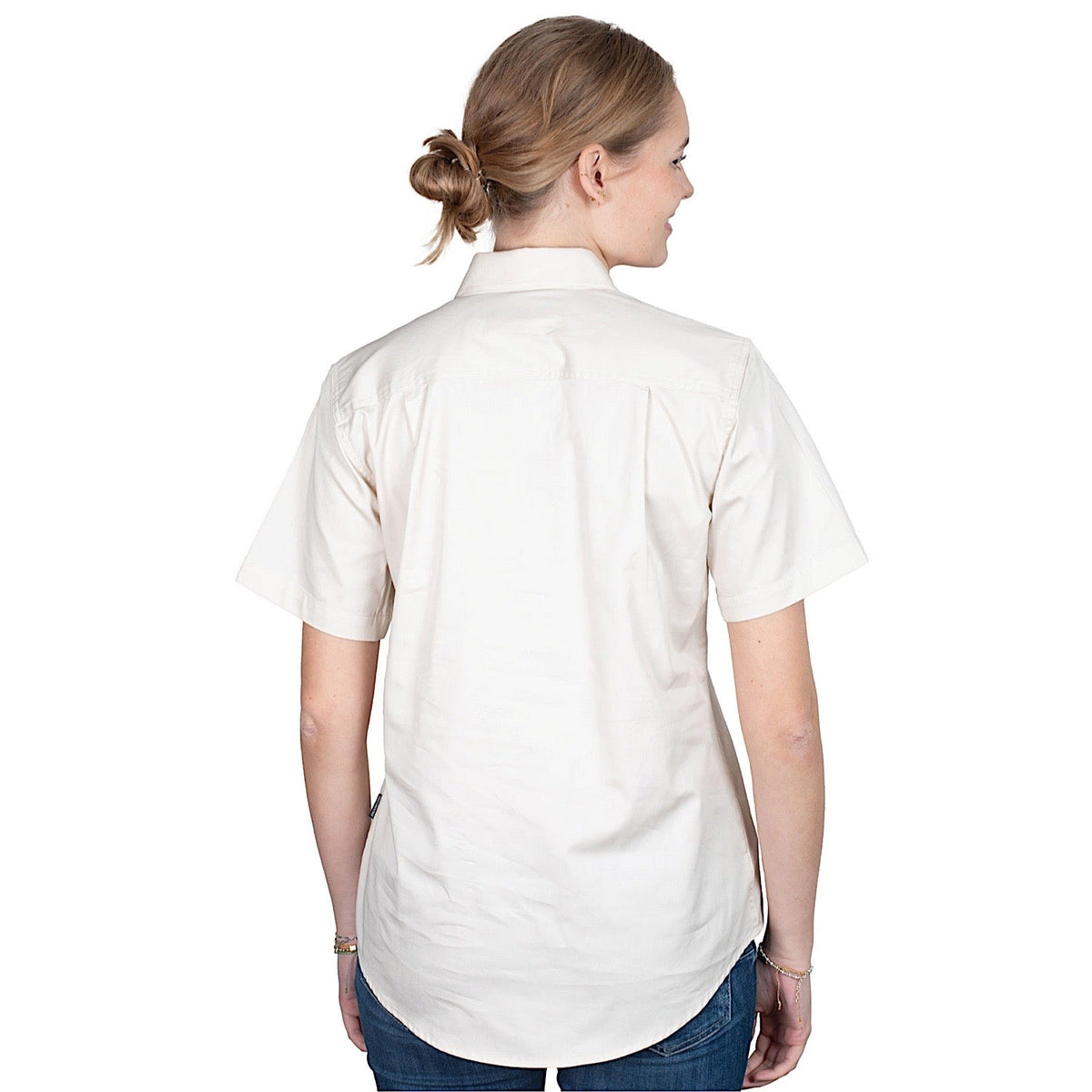 Just Country Women’s Evie Half Button Short Sleeve Work Shirt - Oat