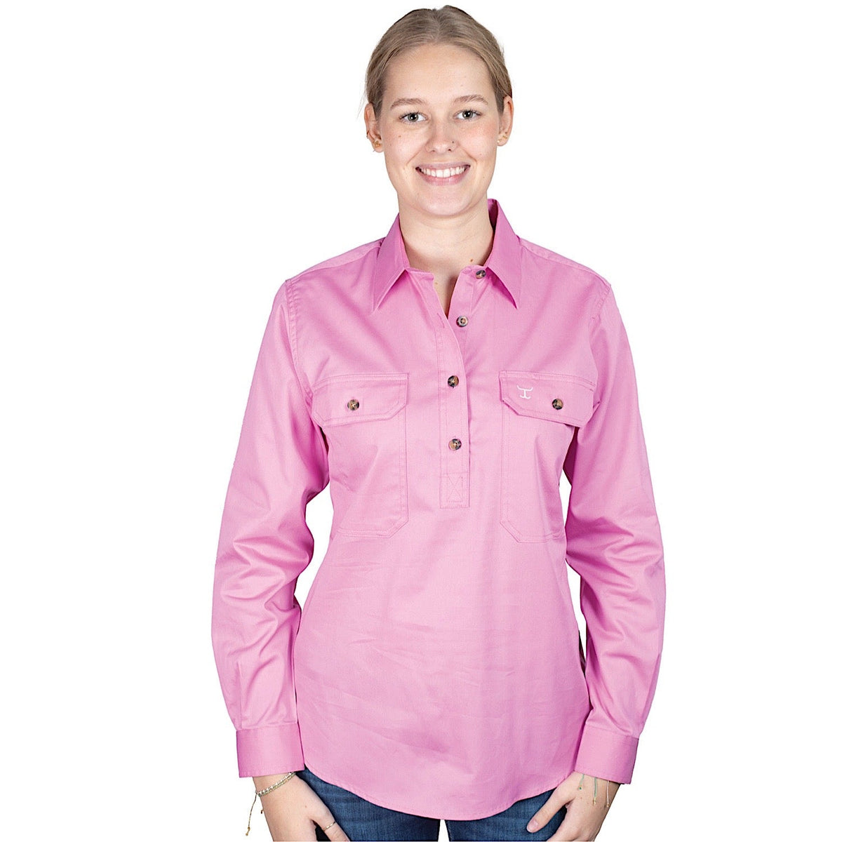 Just Country Women’s Jahna Half Button Work Shirt - Musk