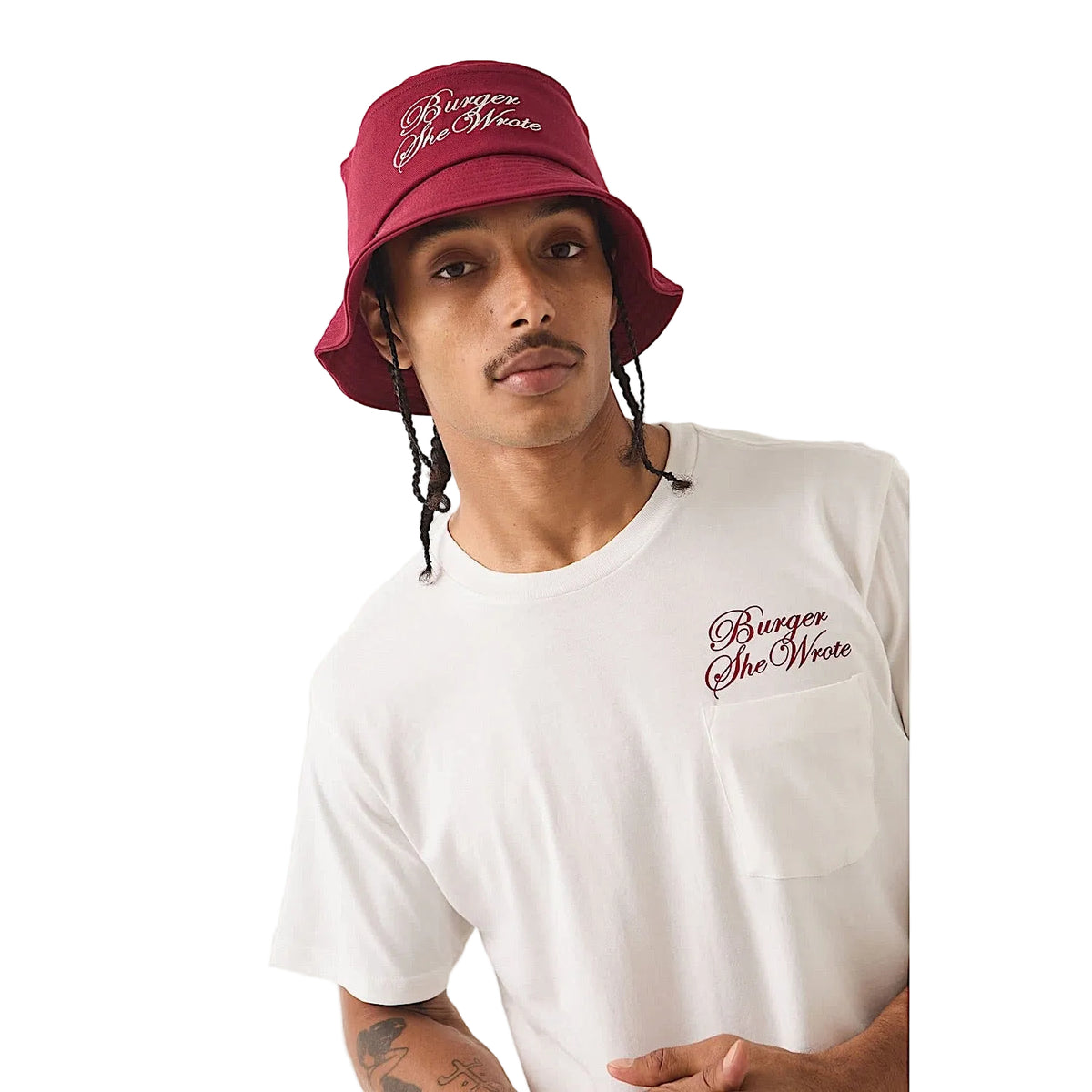 Brixton Men's Burger She Wrote Pocket T-Shirt - White