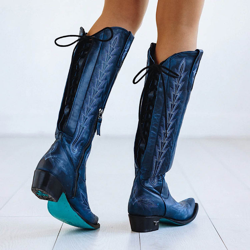 Lane Boots Lexington Knee High Corset - Midnight Navy