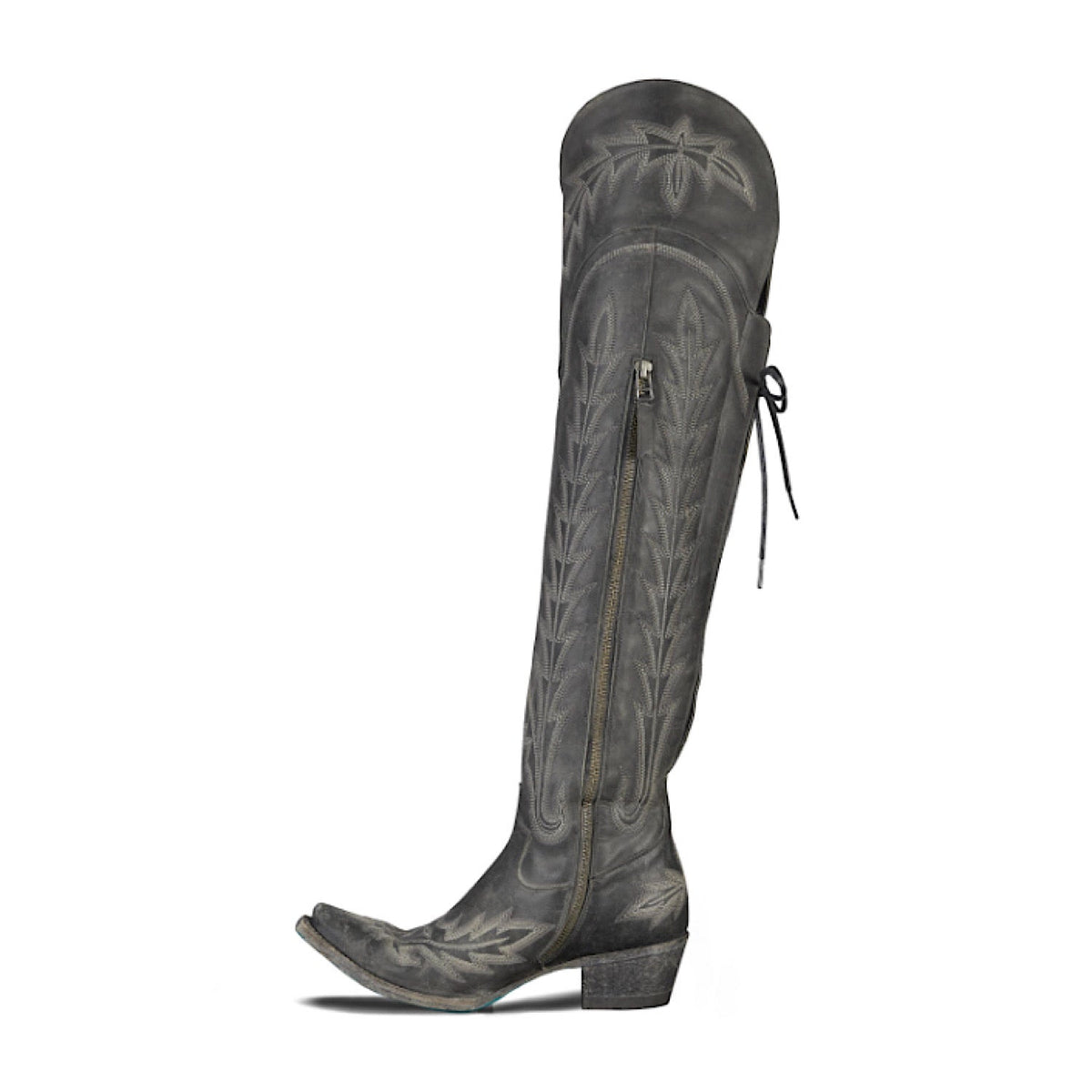 Lane Boots Lexington Over The Knee Corset - Distressed Jet Black