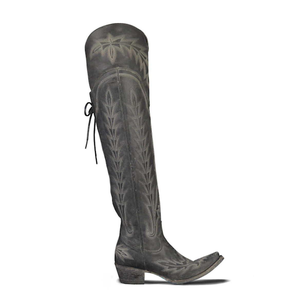 Lane Boots Lexington Over The Knee Corset - Distressed Jet Black