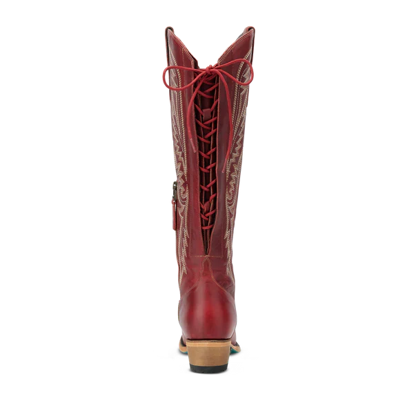Lane Boots Monica Knee High Corset - Smoldering Ruby