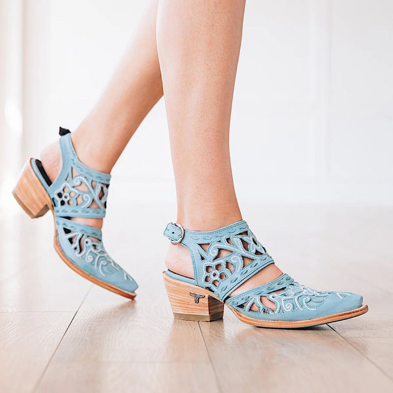 Lane Boots Robin Cut Out Slingback Mule - Washed Denim