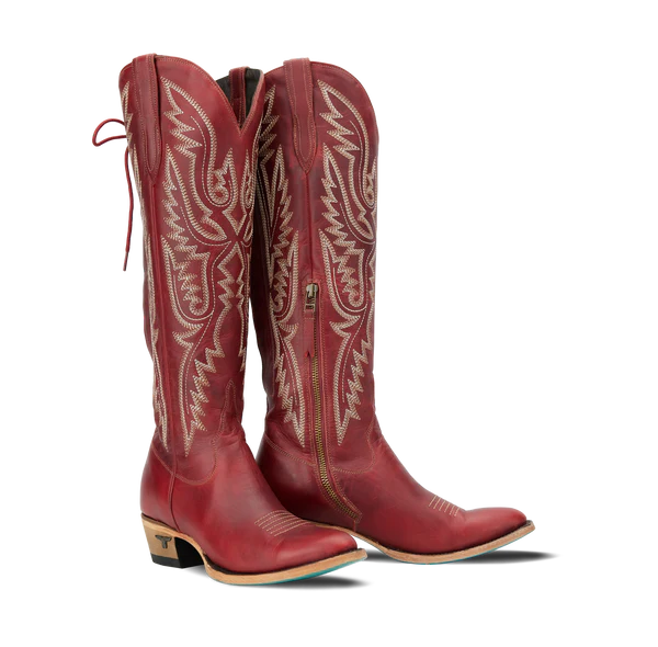 Lane Boots Monica Knee High Corset - Smoldering Ruby
