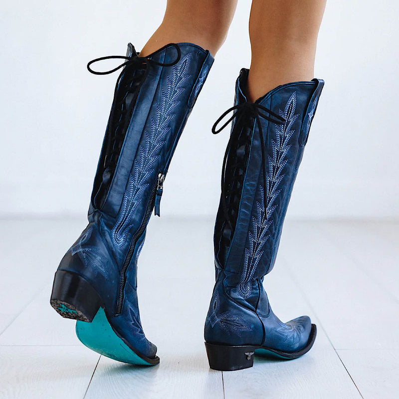 Lane Boots Lexington Knee High Corset - Midnight Navy