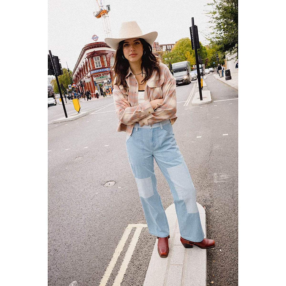 Brixton Women's Essex Patchwork Painter Pant - Denim Patchwork