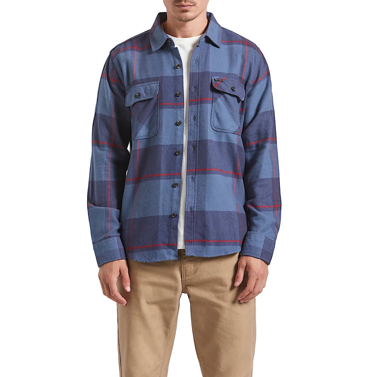 Brixton Men’s Bowery Flannel Shirt - Bering Sea/Mood Indigo/Adrenal