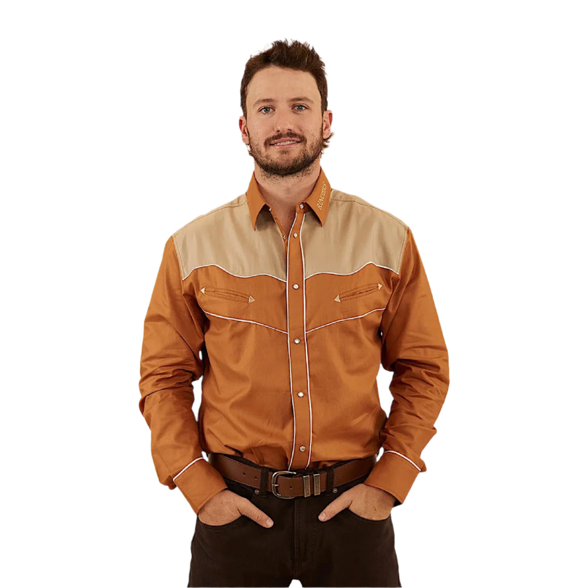 Ringers Western Men’s Western Shirt - Toffee/Dark Sand
