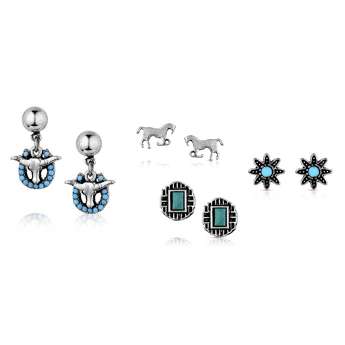 Montana Silversmiths Everyday Western Post Earring Set (4 pairs)