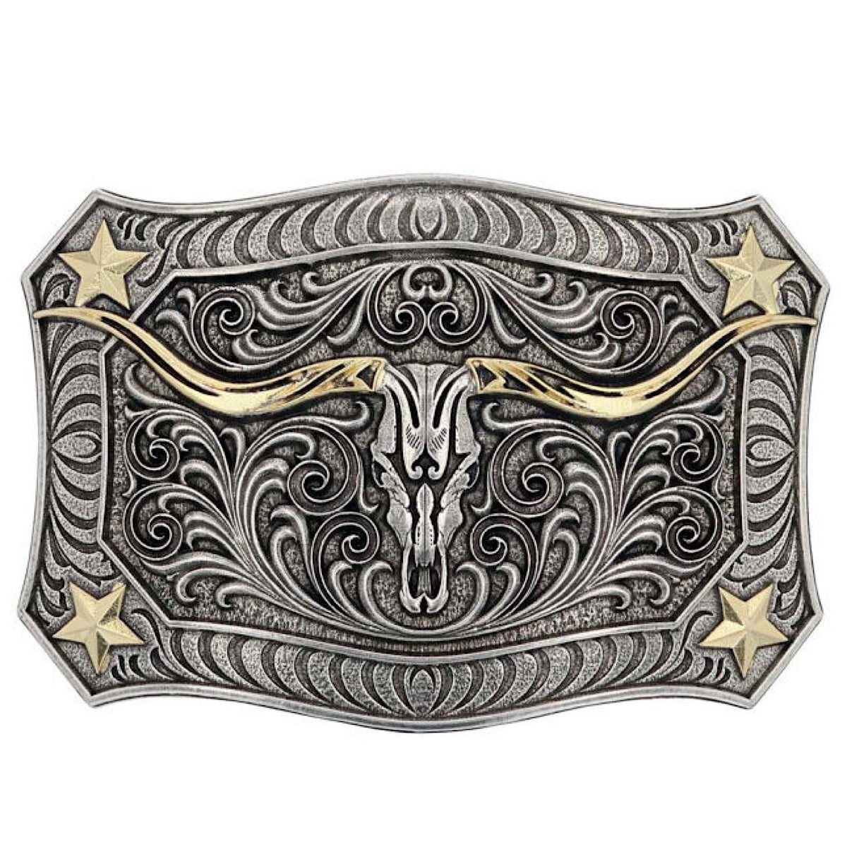 Montana Silversmiths Longhorn Crest Filigree Attitude Buckle